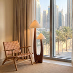 Bay Furniture Arch Twin Floor Lamp in Walnut