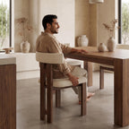 Bay Furniture H-Frame Walnut Dining Chair with Cylinder Backrest