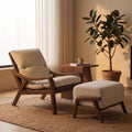 Bay Furniture Curved Arm Boucle Chair & Ottoman Set