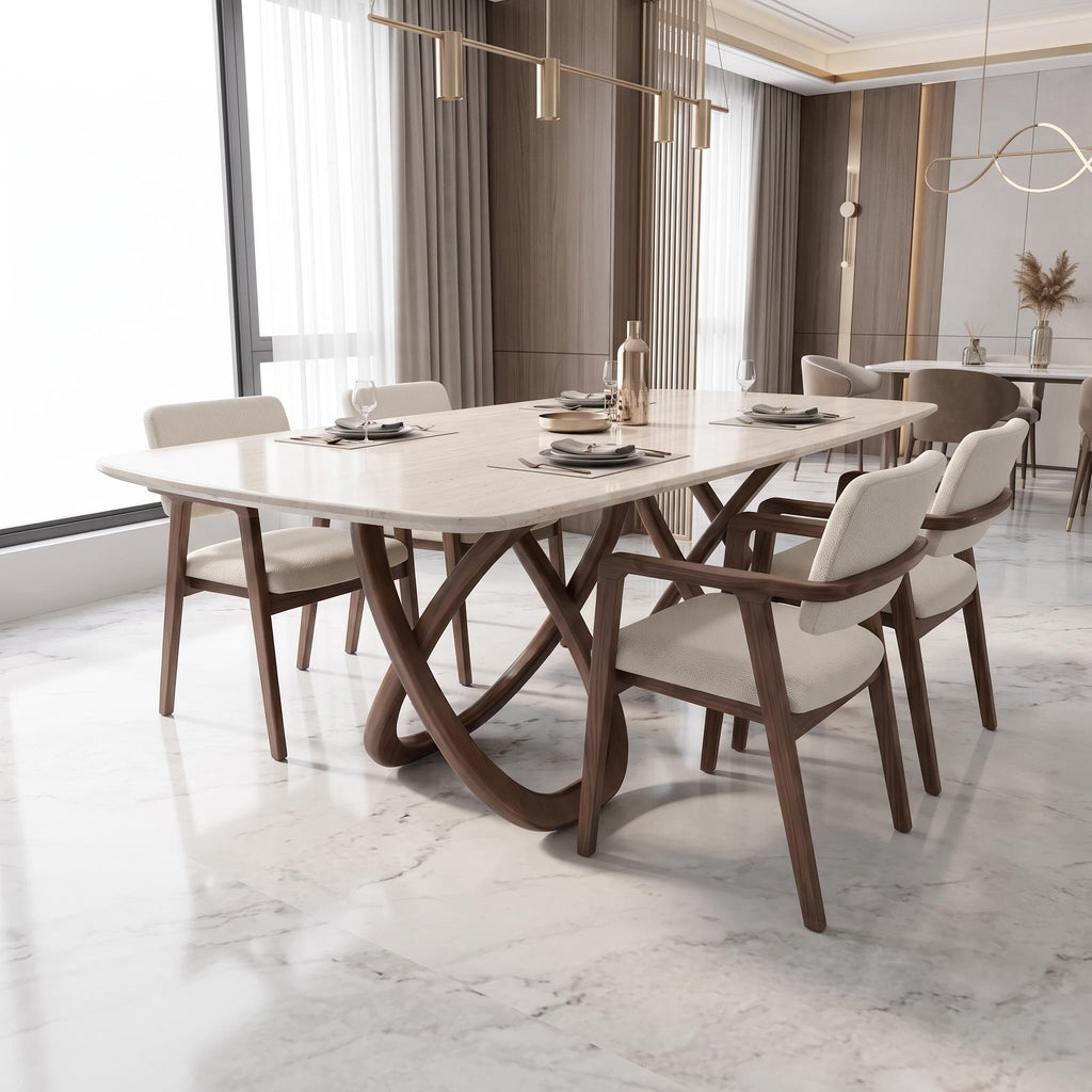 Bay Furniture Cross Leg Sintered Stone Dining Table
