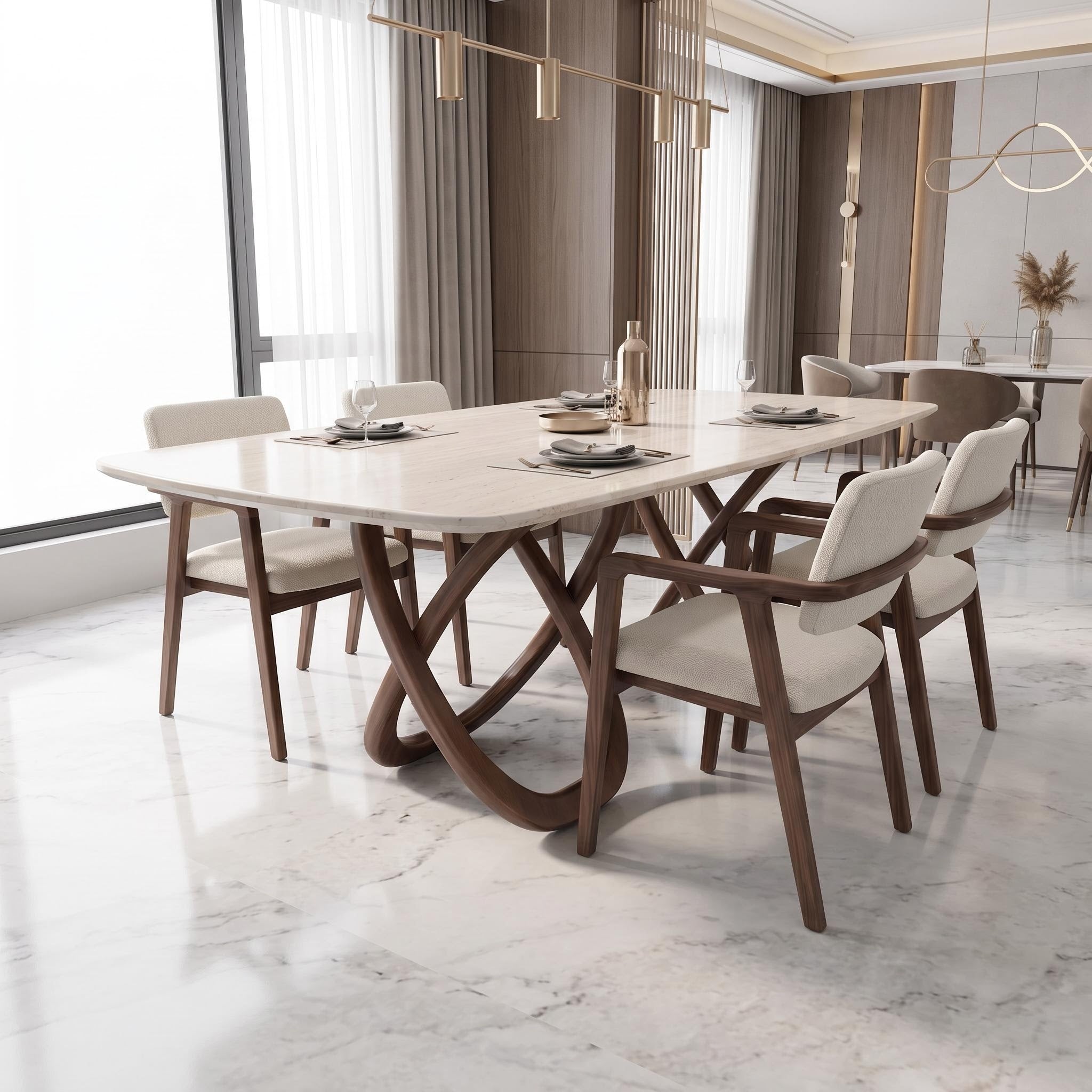 Bay Furniture Cross Leg Sintered Stone Dining Table