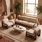Bay Furniture Floating Armrest Wood Sofa – Boucle 3-Piece Set
