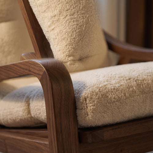 Bay Furniture Curved Arm Boucle Chair & Ottoman Set