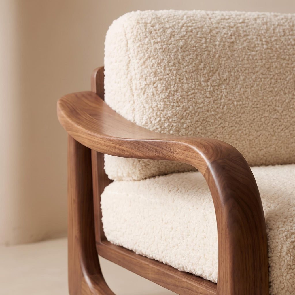 Bay Furniture Floating Armrest Wood Sofa – Boucle 3-Piece Set