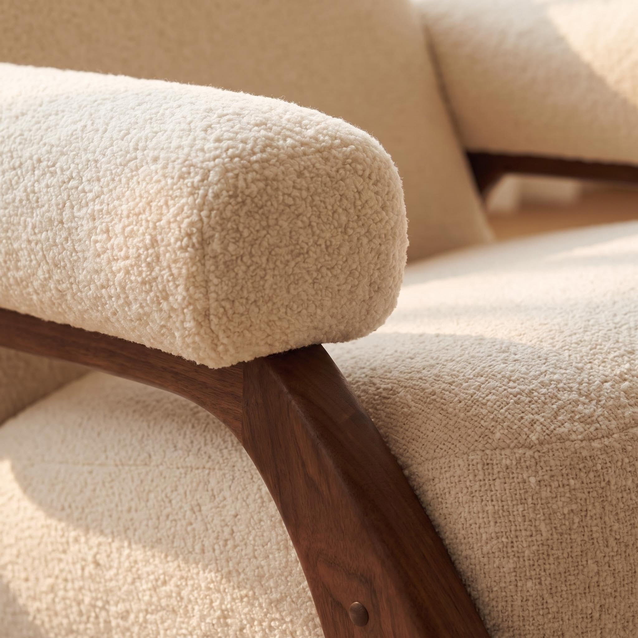 Bay Furniture Rocking Boucle Lounge Chair with Tube Arms