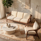Bay Furniture Arched Wood Frame Sofa – Boucle Cushions