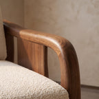 Bay Furniture Slatted Panel Wood Sofa – Boucle Cushions