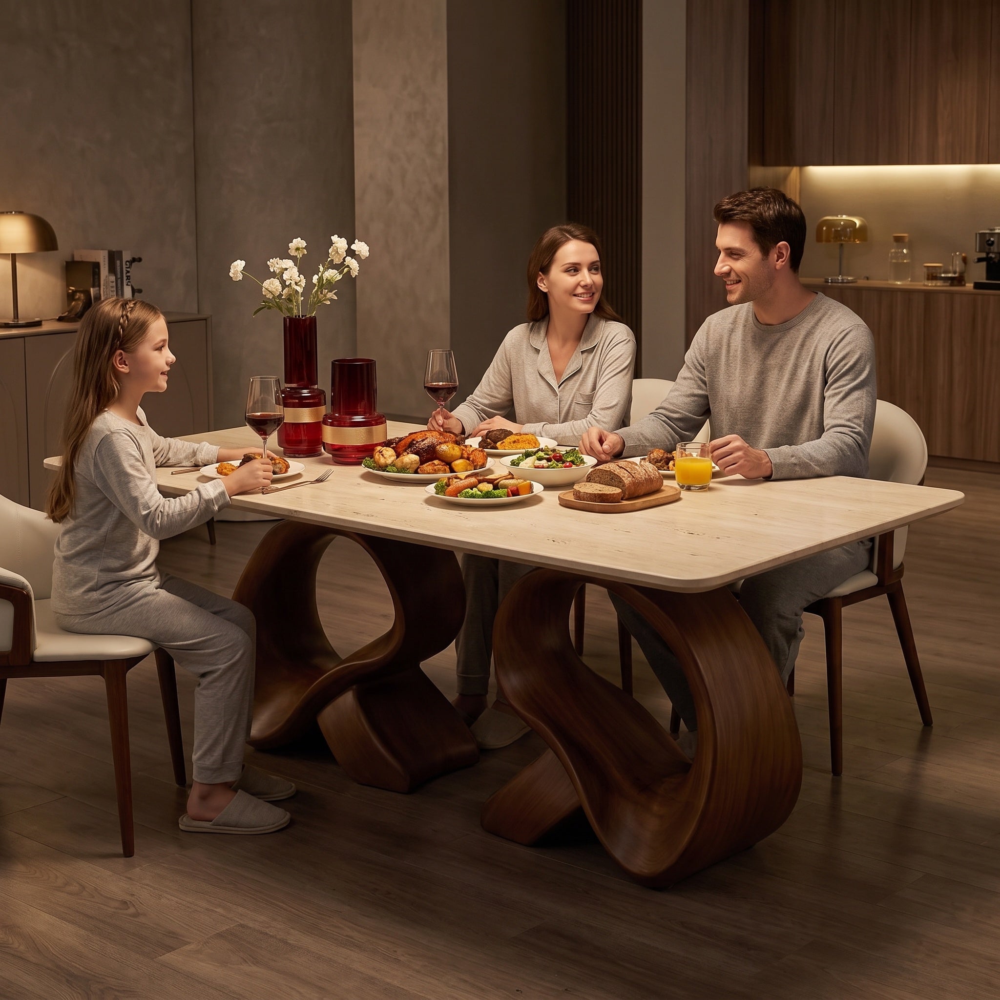 Bay Furniture Twisted Braid Base Sintered Stone Dining Table