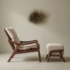 Bay Furniture Curved Arm Boucle Chair & Ottoman Set