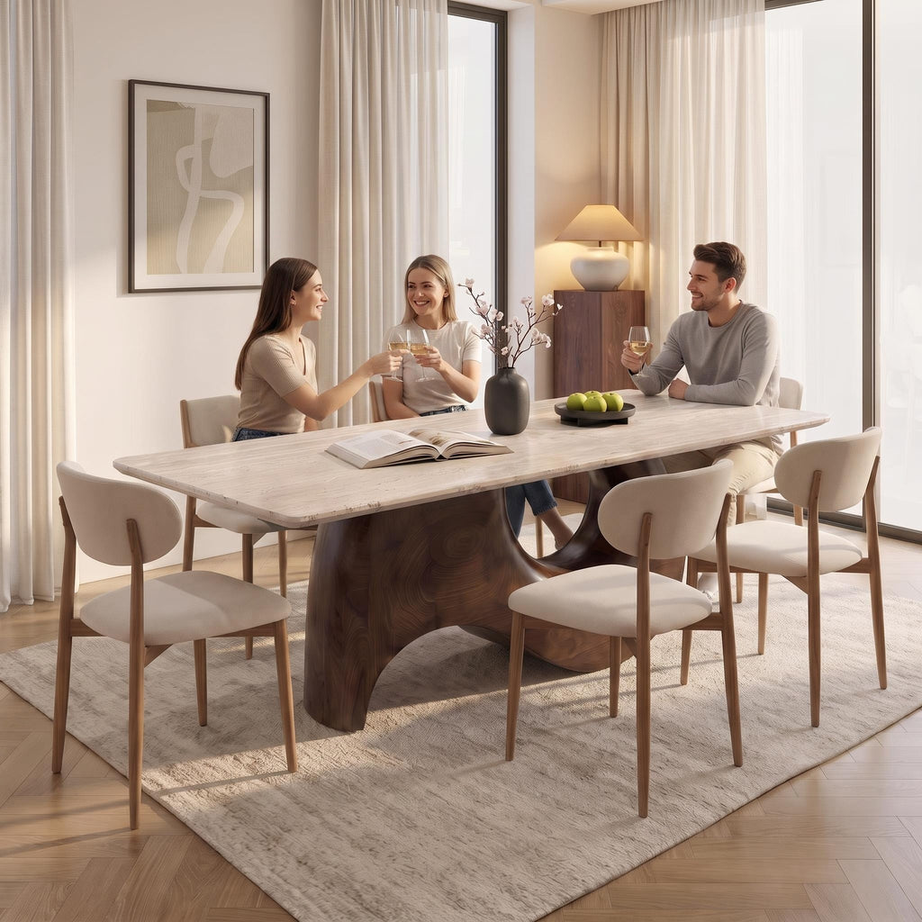 Bay Furniture Double Arch Walnut Base Sintered Stone Dining Table