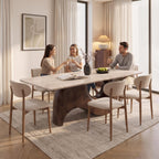 Bay Furniture Double Arch Walnut Base Sintered Stone Dining Table