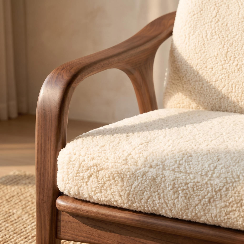Bay Furniture Arched Wood Frame Sofa – Boucle Cushions