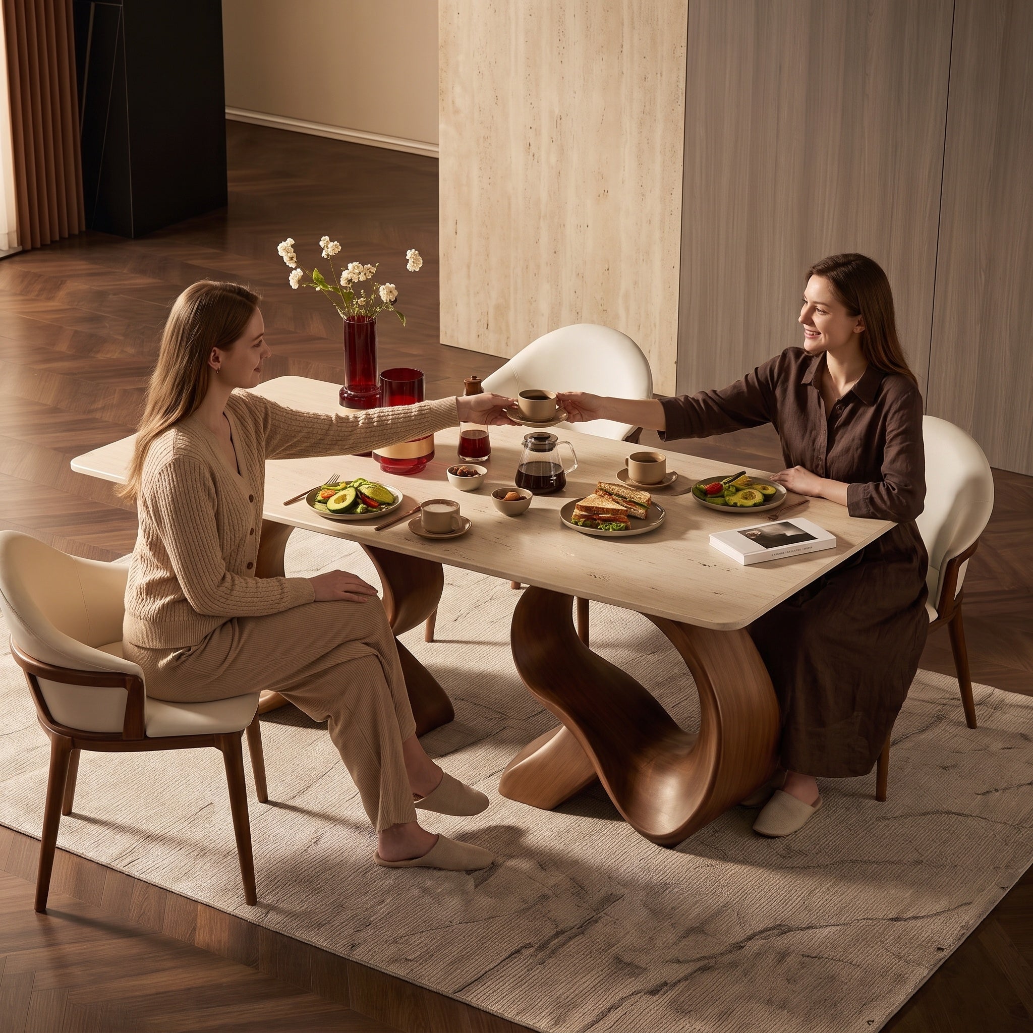 Bay Furniture Twisted Braid Base Sintered Stone Dining Table