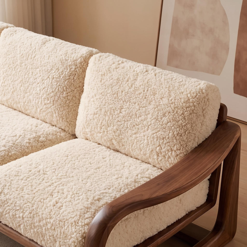 Bay Furniture Floating Armrest Wood Sofa – Boucle 3-Piece Set