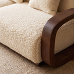 Bay Furniture Rounded Frame Sofa – Boucle with Scatter Cushions