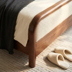 Bay Furniture Walnut Wood Leg Bed – Upholstered Headboard, Frame Only