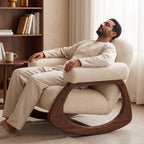 Bay Furniture Rocking Boucle Lounge Chair with Tube Arms