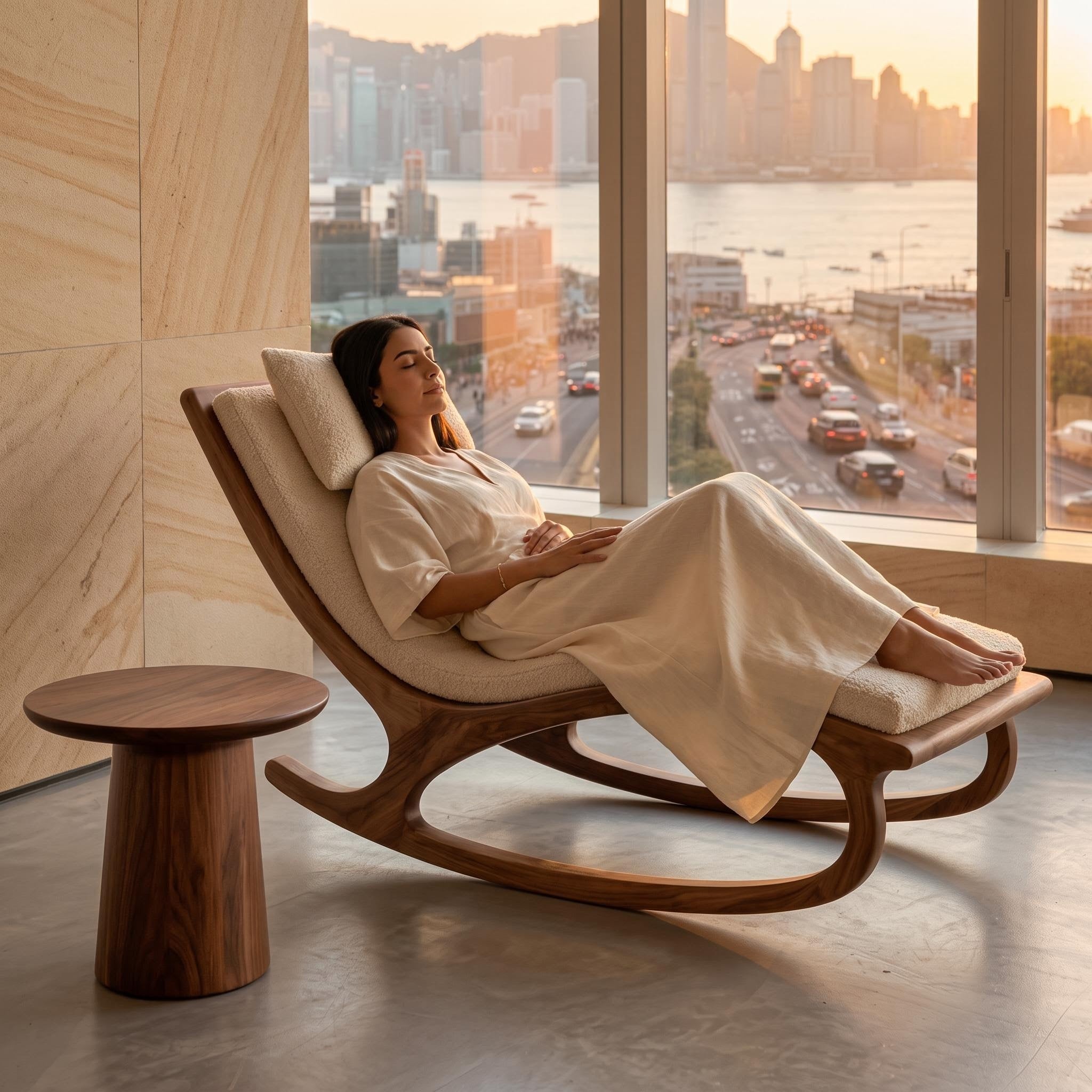 Bay Furniture Rocking Boucle Chaise Lounge