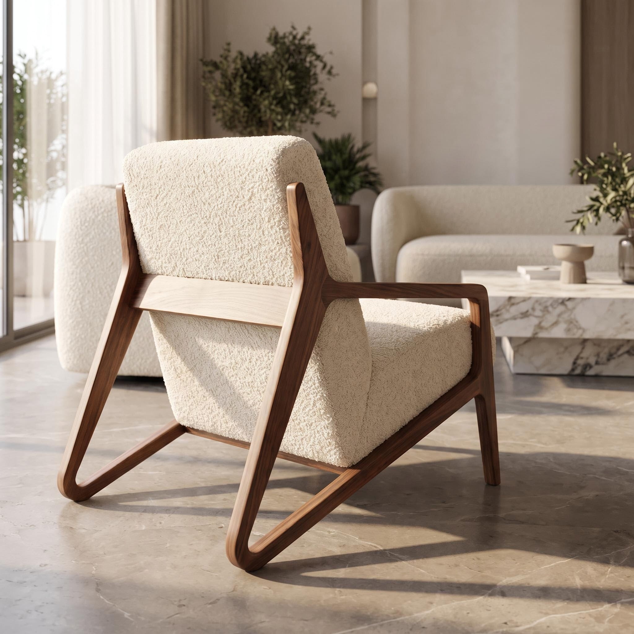 Bay Furniture Open Frame Boucle Accent Chair