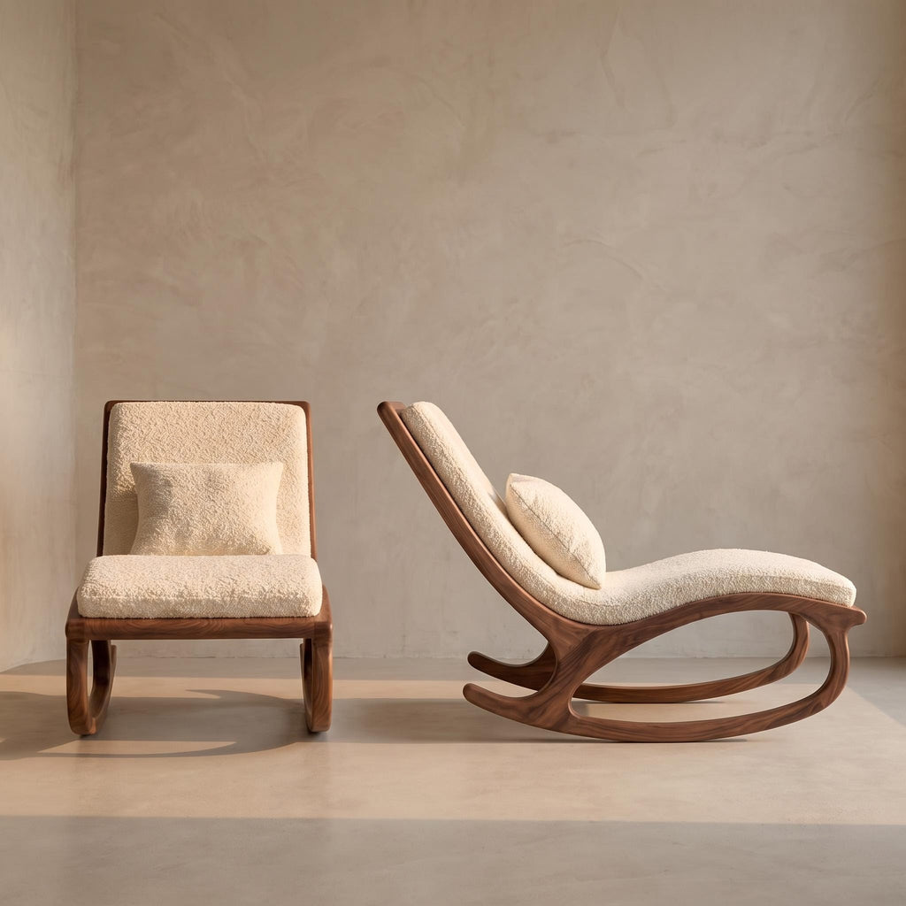 Bay Furniture Rocking Boucle Chaise Lounge