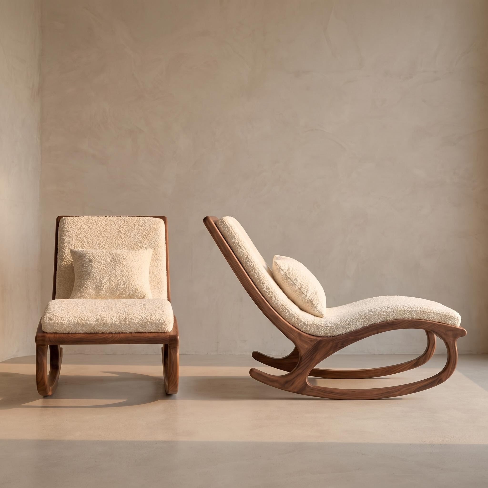 Bay Furniture Rocking Boucle Chaise Lounge