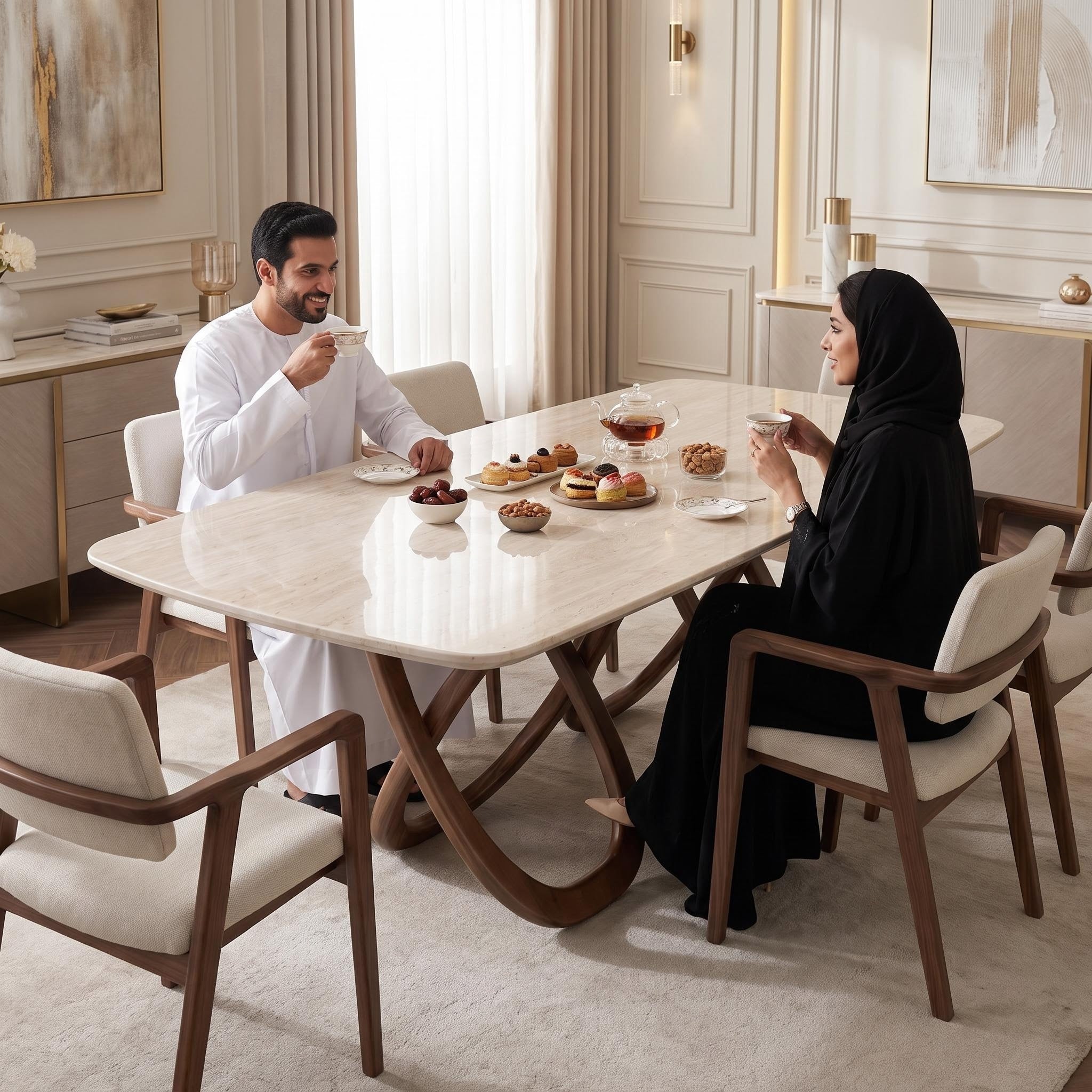 Bay Furniture Cross Leg Sintered Stone Dining Table
