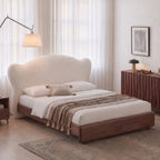 Bay Furniture Cloud Headboard Bed – Boucle & Wood Frame Only
