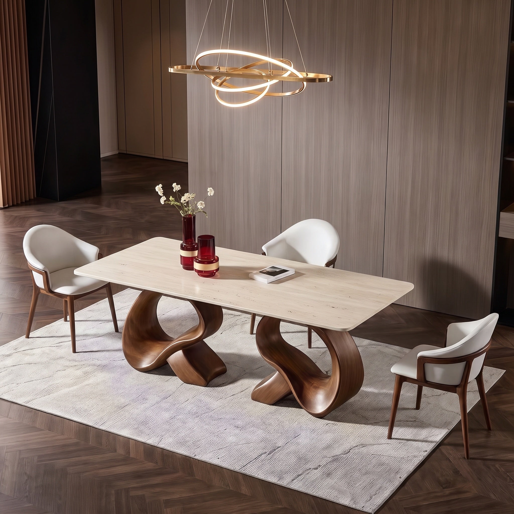 Bay Furniture Twisted Braid Base Sintered Stone Dining Table