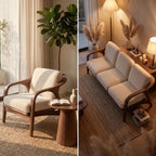Bay Furniture Arched Wood Frame Sofa – Boucle Cushions