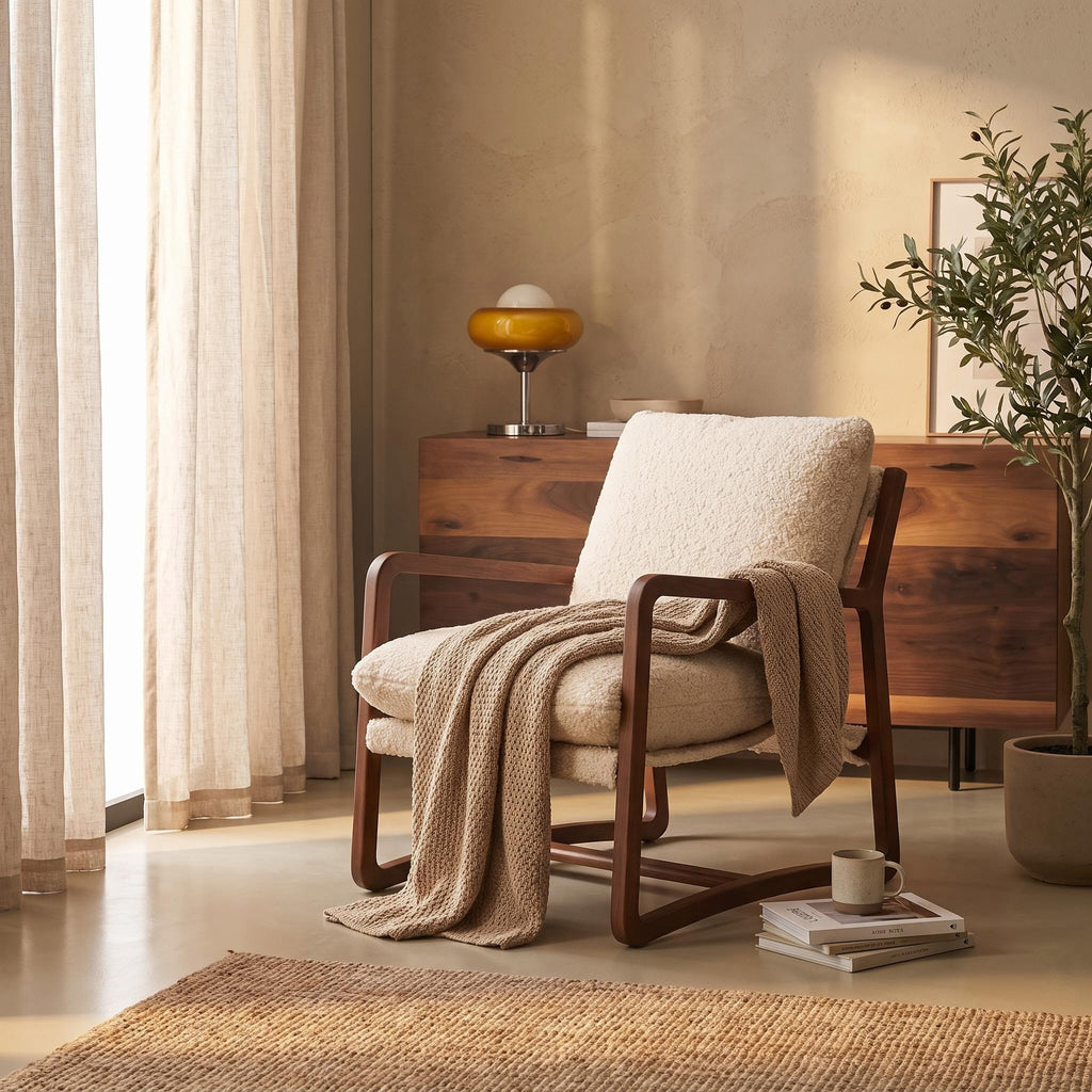 Bay Furniture Sled Base Boucle Accent Chair