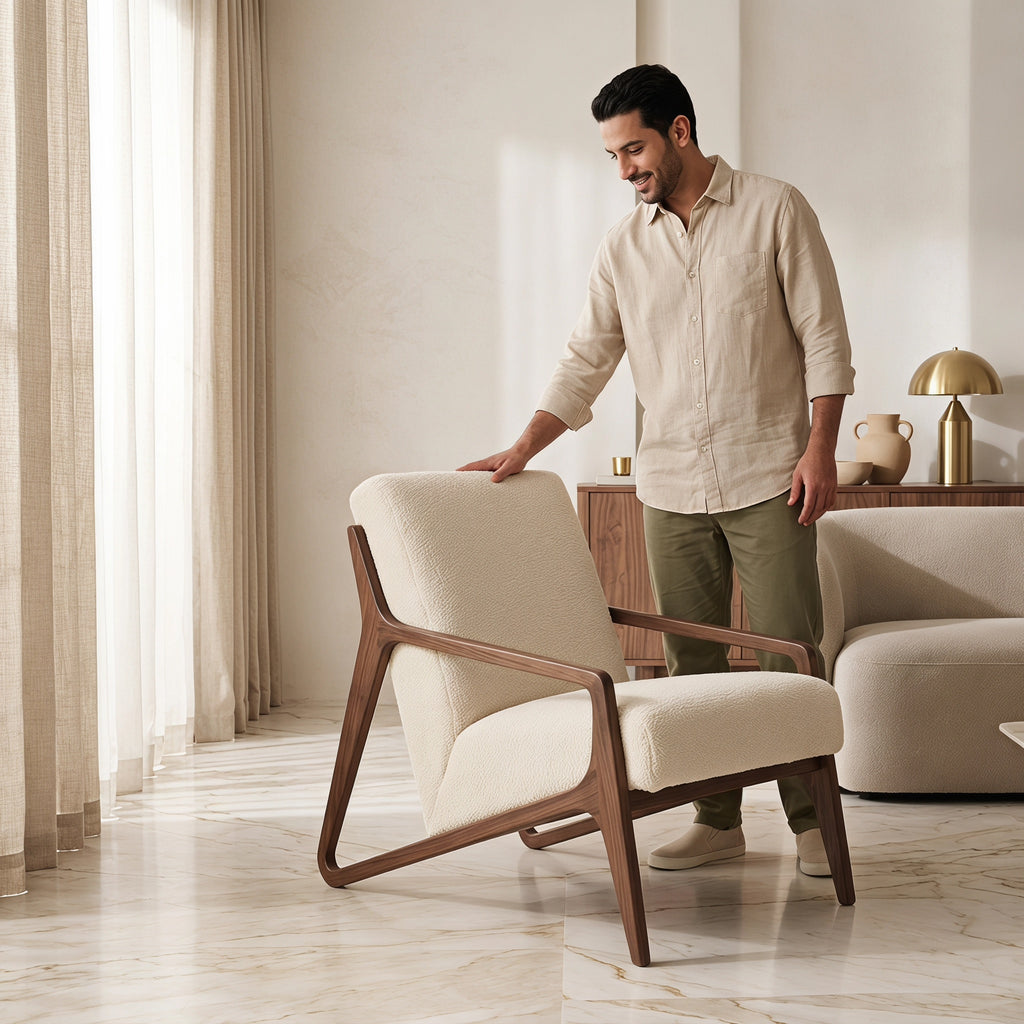 Bay Furniture Open Frame Boucle Accent Chair