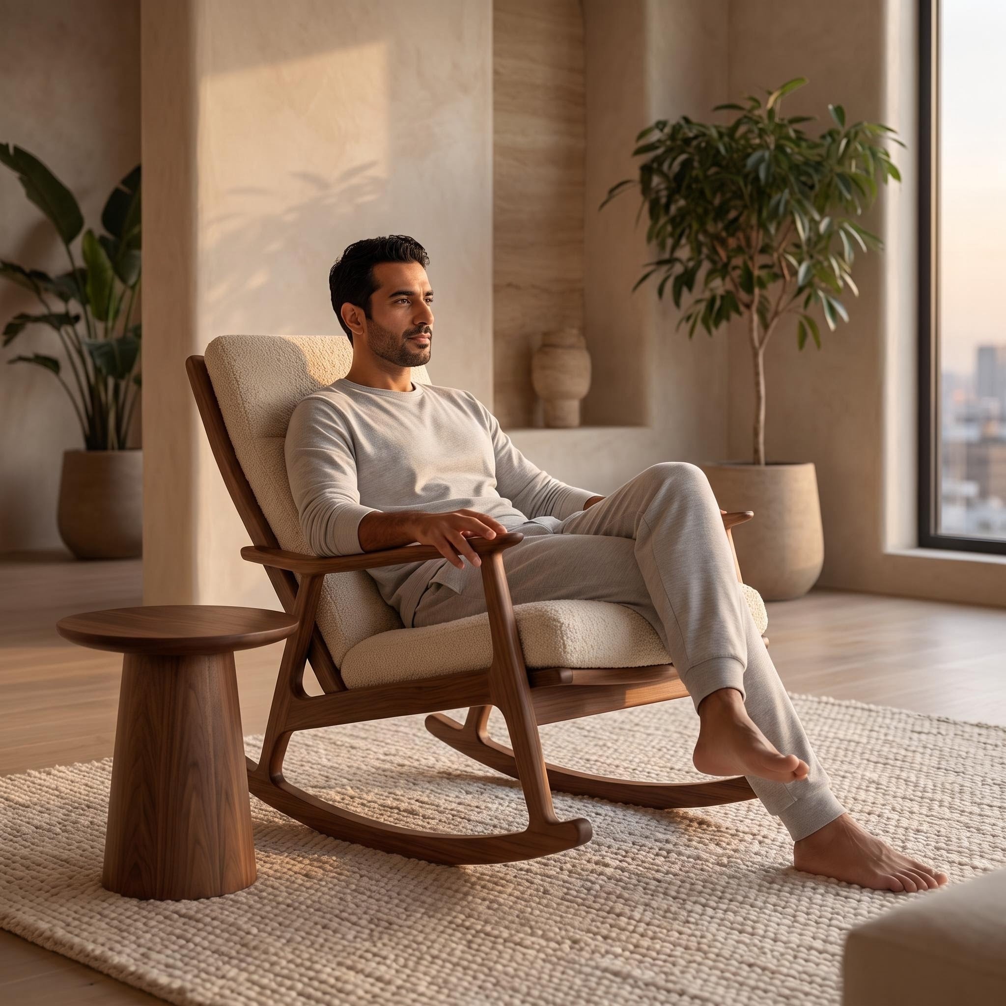 Bay Furniture Rocking Boucle Chaise Lounge