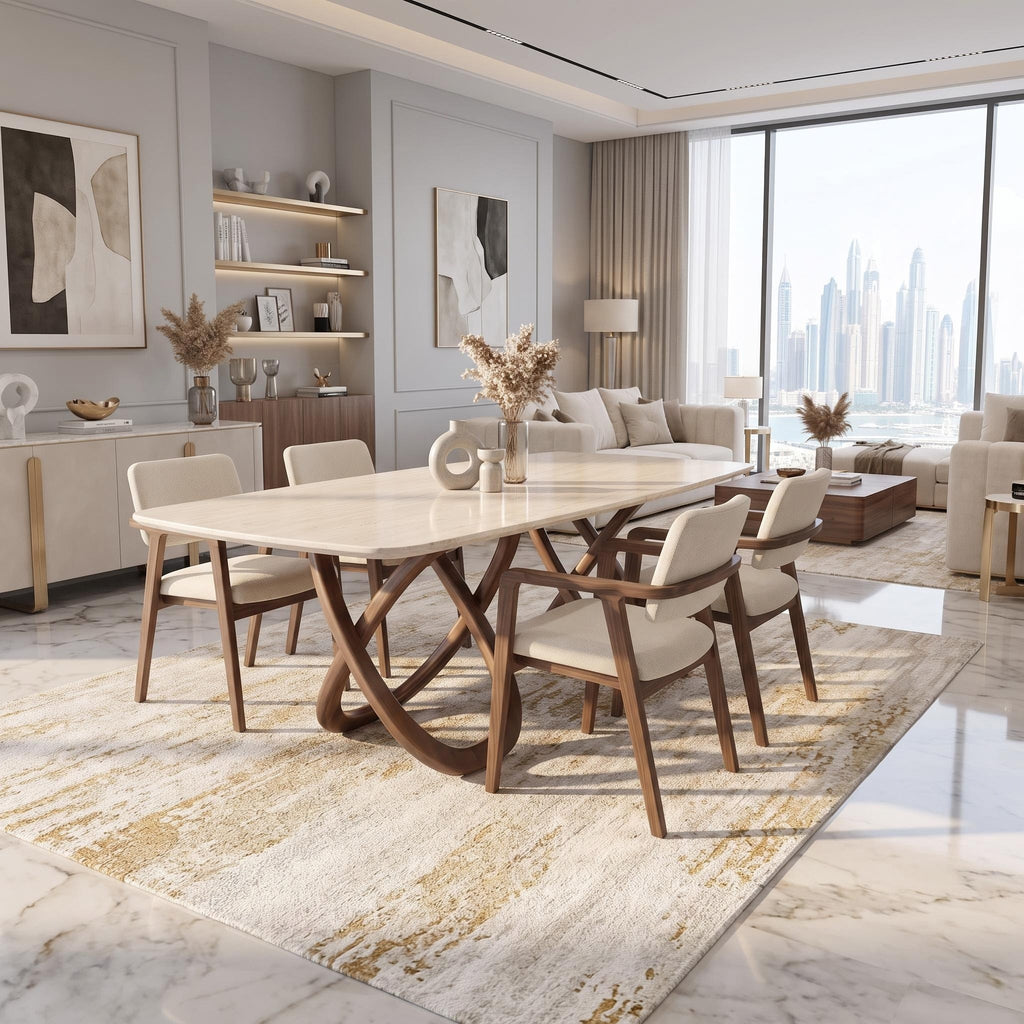 Bay Furniture Cross Leg Sintered Stone Dining Table