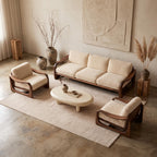 Bay Furniture Floating Armrest Wood Sofa – Boucle 3-Piece Set