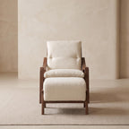 Bay Furniture Curved Arm Boucle Chair & Ottoman Set