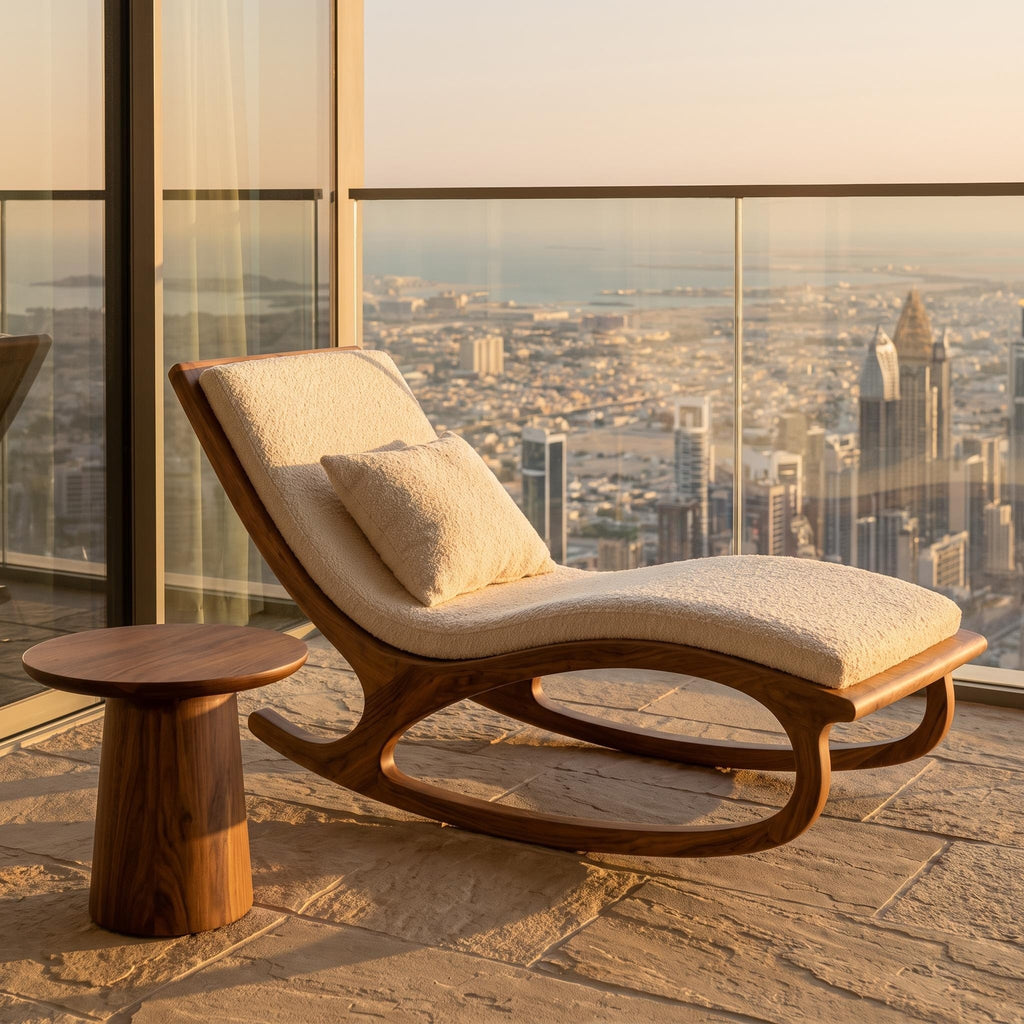 Bay Furniture Rocking Boucle Chaise Lounge