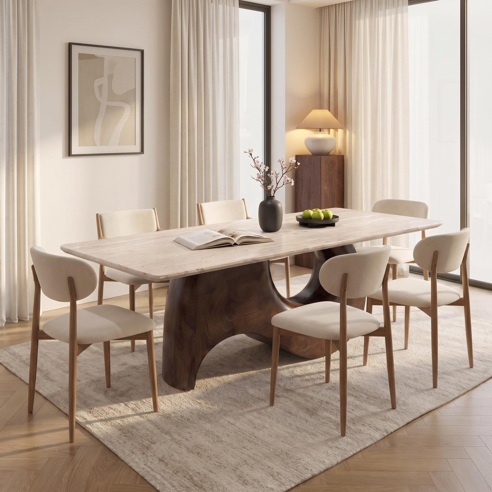 Bay Furniture Double Arch Walnut Base Sintered Stone Dining Table