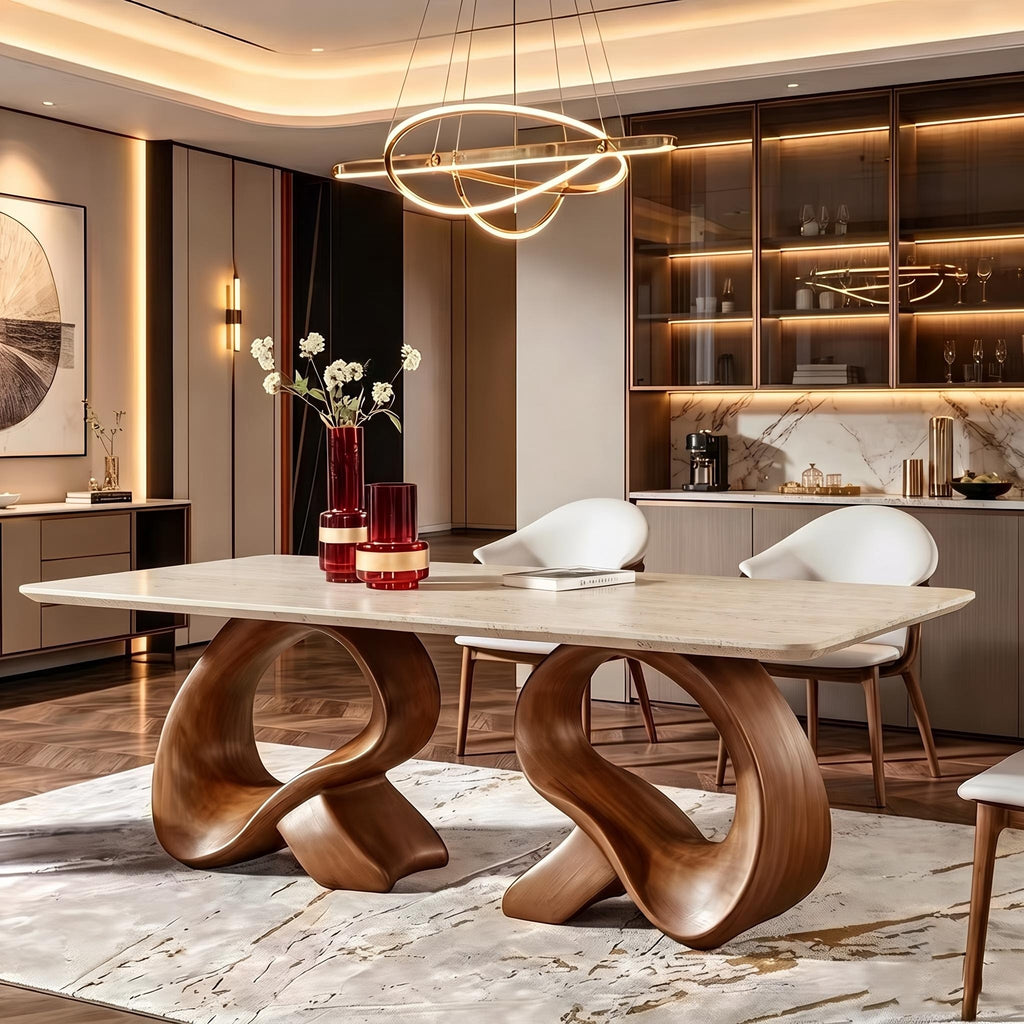 Bay Furniture Twisted Braid Base Sintered Stone Dining Table