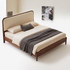 Bay Furniture Walnut Wood Leg Bed – Upholstered Headboard, Frame Only