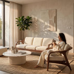 Bay Furniture Arched Wood Frame Sofa – Boucle Cushions