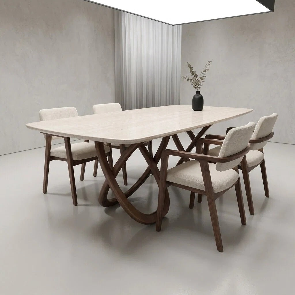 Bay Furniture Cross Leg Sintered Stone Dining Table