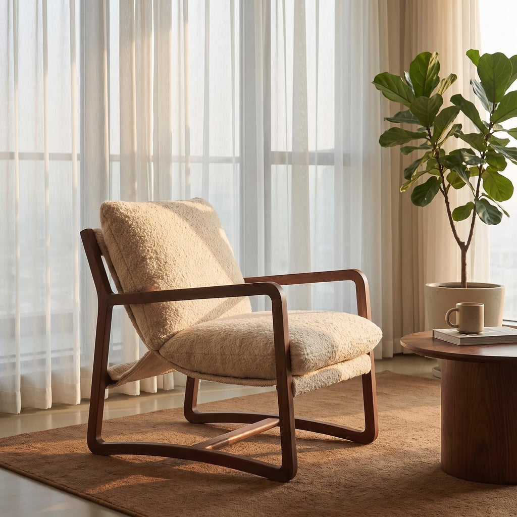Bay Furniture Sled Base Boucle Accent Chair