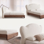Bay Furniture Cloud Headboard Bed – Boucle & Wood Frame Only