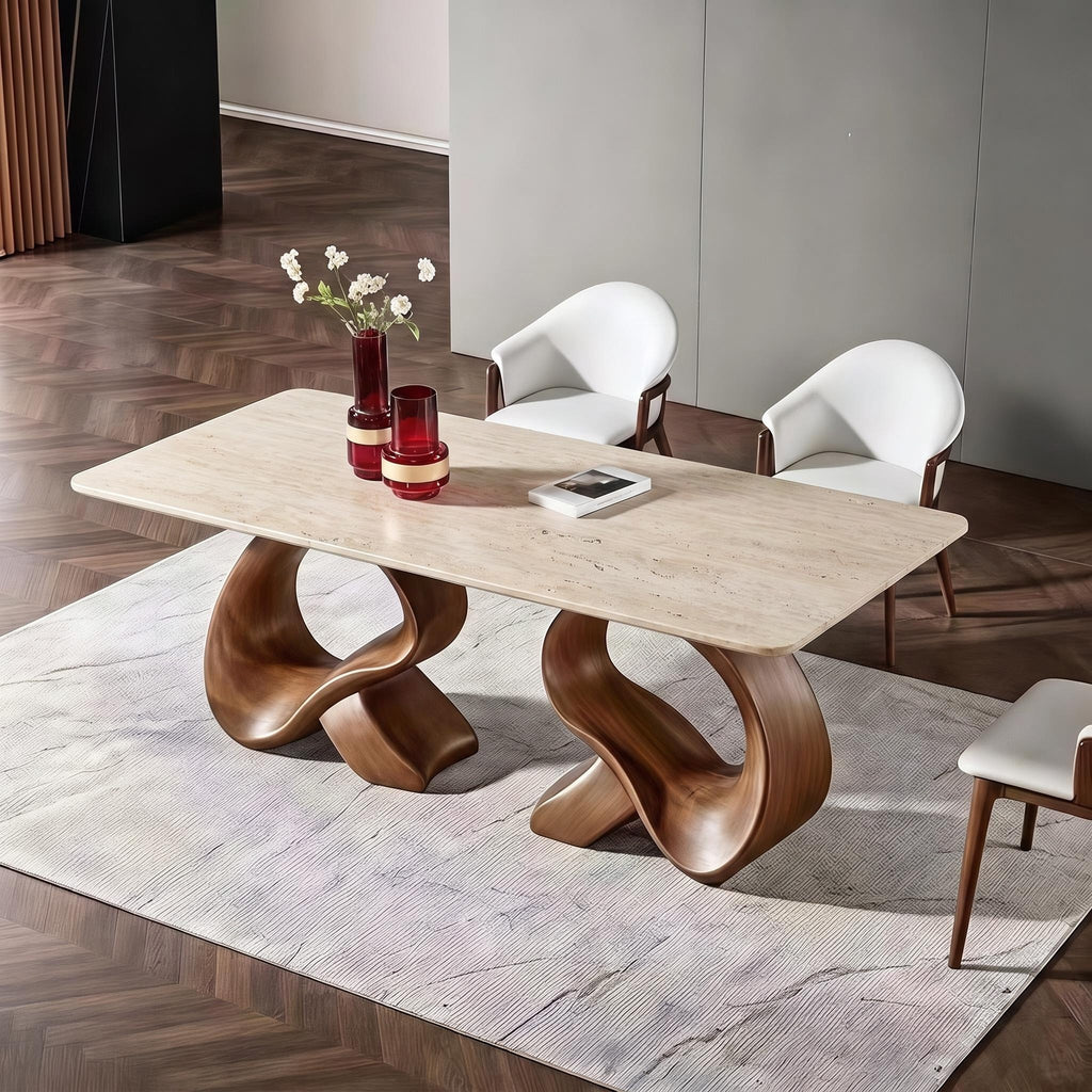 Bay Furniture Twisted Braid Base Sintered Stone Dining Table