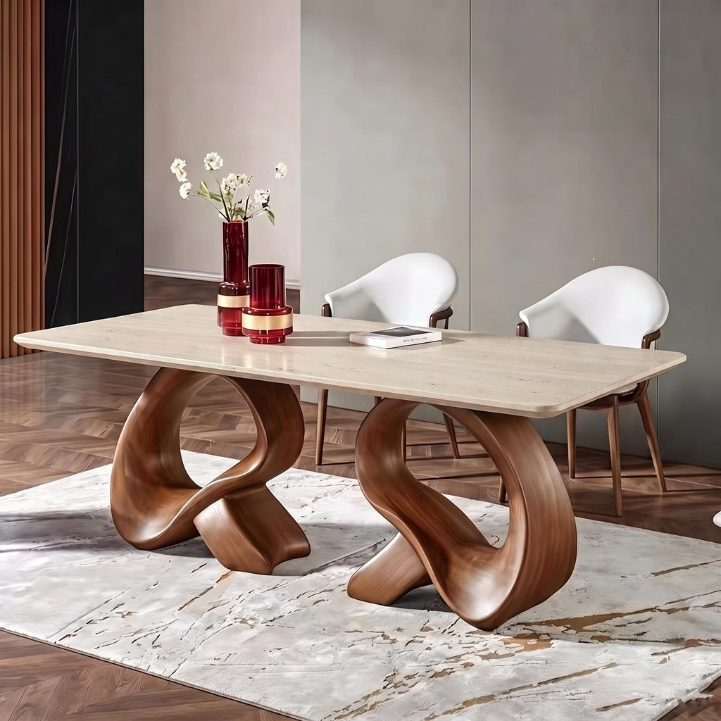 Bay Furniture Twisted Braid Base Sintered Stone Dining Table