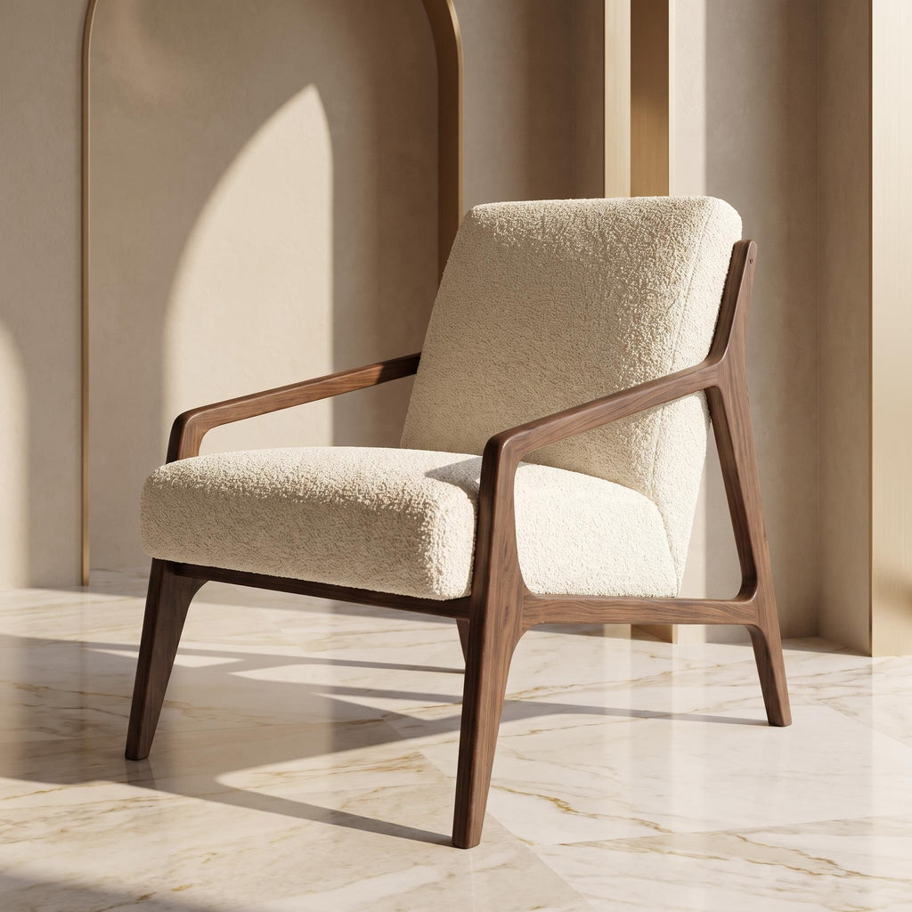 Bay Furniture Open Frame Boucle Accent Chair