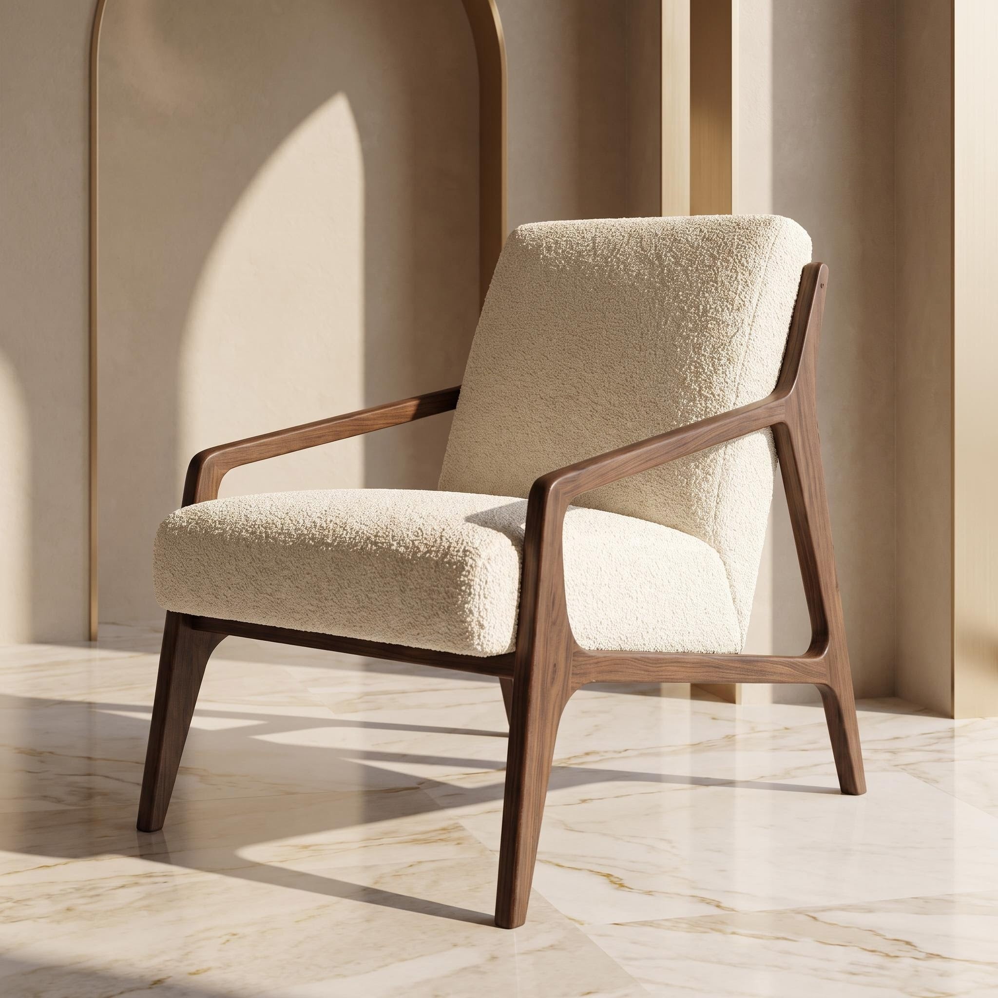 Bay Furniture Open Frame Boucle Accent Chair