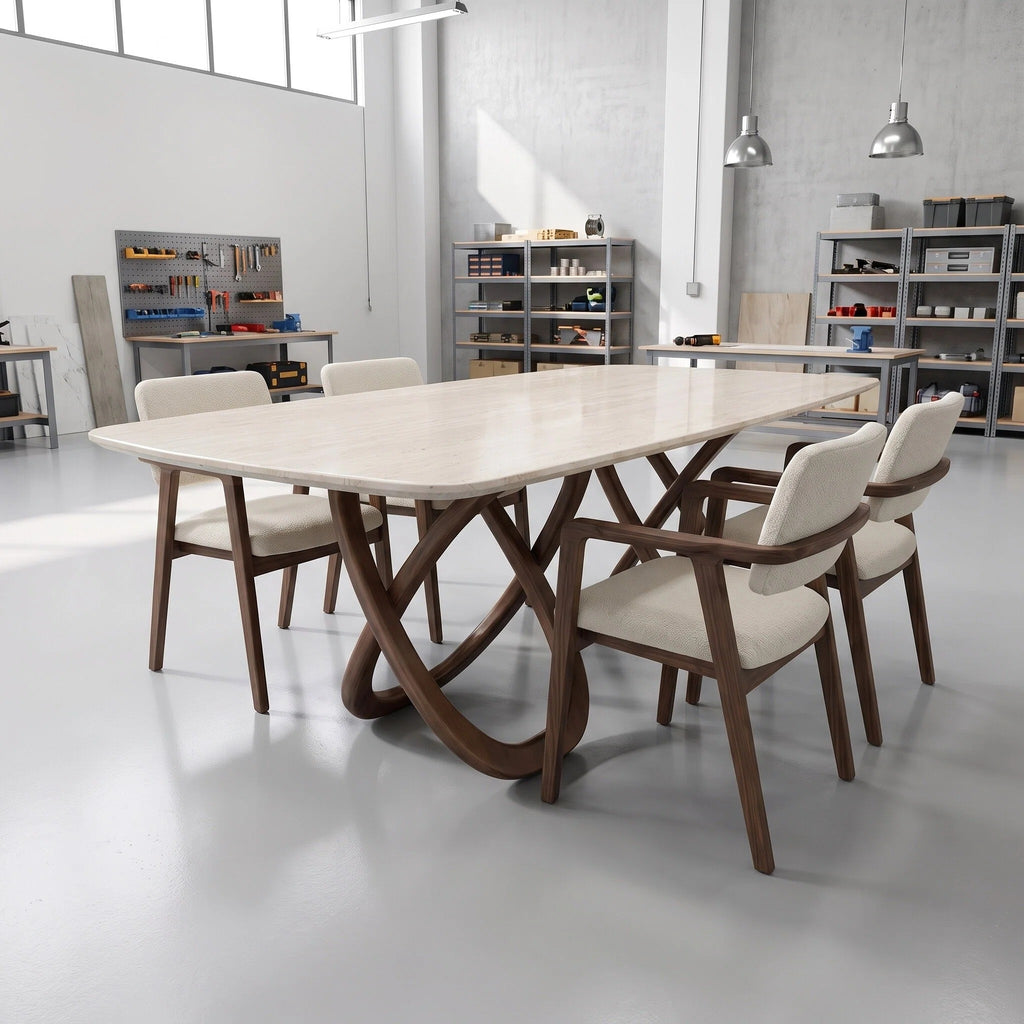 Bay Furniture Cross Leg Sintered Stone Dining Table